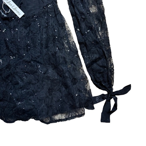 For Love & Lemons Black Kiersten Long Sleeve Mini Dress US XS - Picture 9 of 11